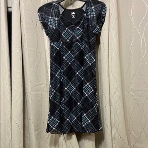 Stylish Black/Grn/Purple Plaid Dress by Justice.  L (12-14)